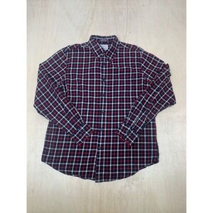 St. John's Bay Button Up Shirt Men Size M Multicolor Plaid Cotton Brushed Flanel